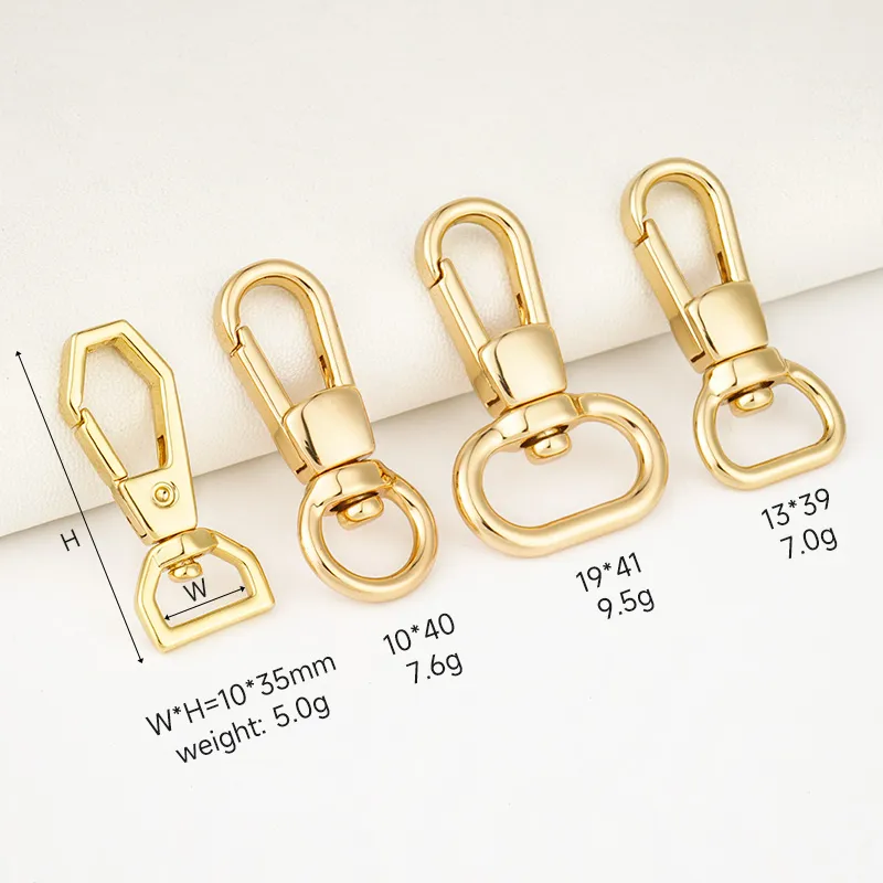 10mm 13mm 19mm golden metal snap swivel hook