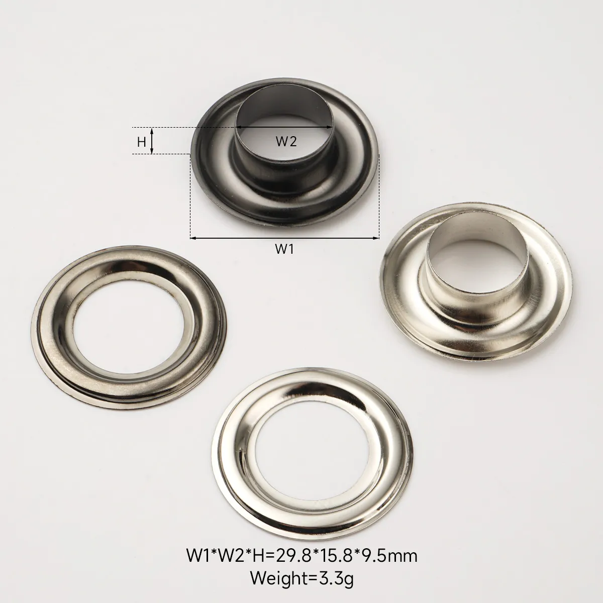 15.8mm silver eyelets for backpacks and bags