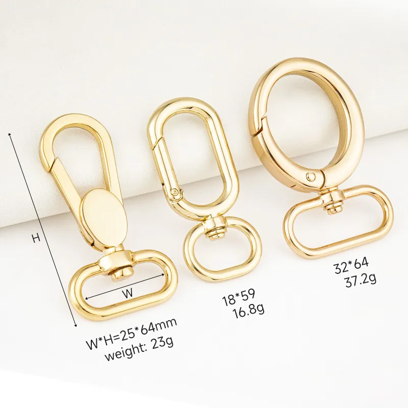 18mm 25mm 32mm gold plated metal swivel hook