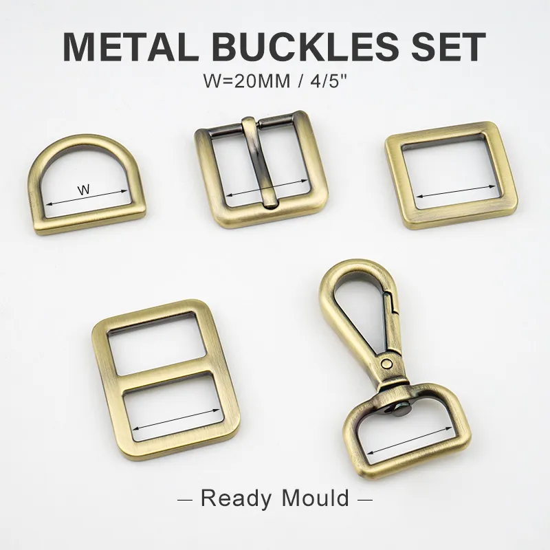 19mm brushed brass metal buckle and snap hook