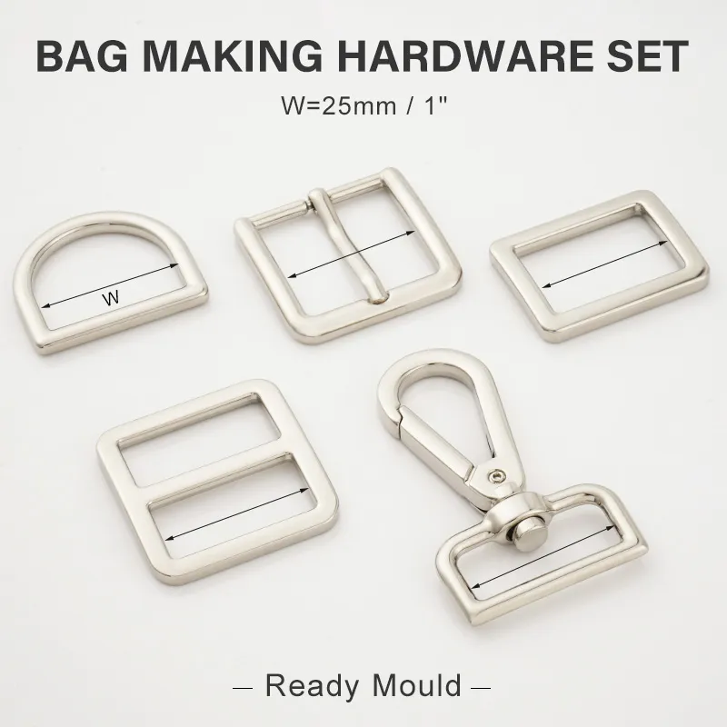 2.5cm silver buckle and swivel hook for handbags