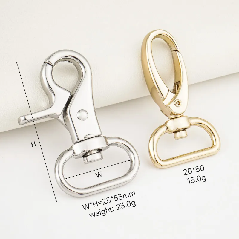 20mm gold spring swivel hook and 25mm silver trigger hook