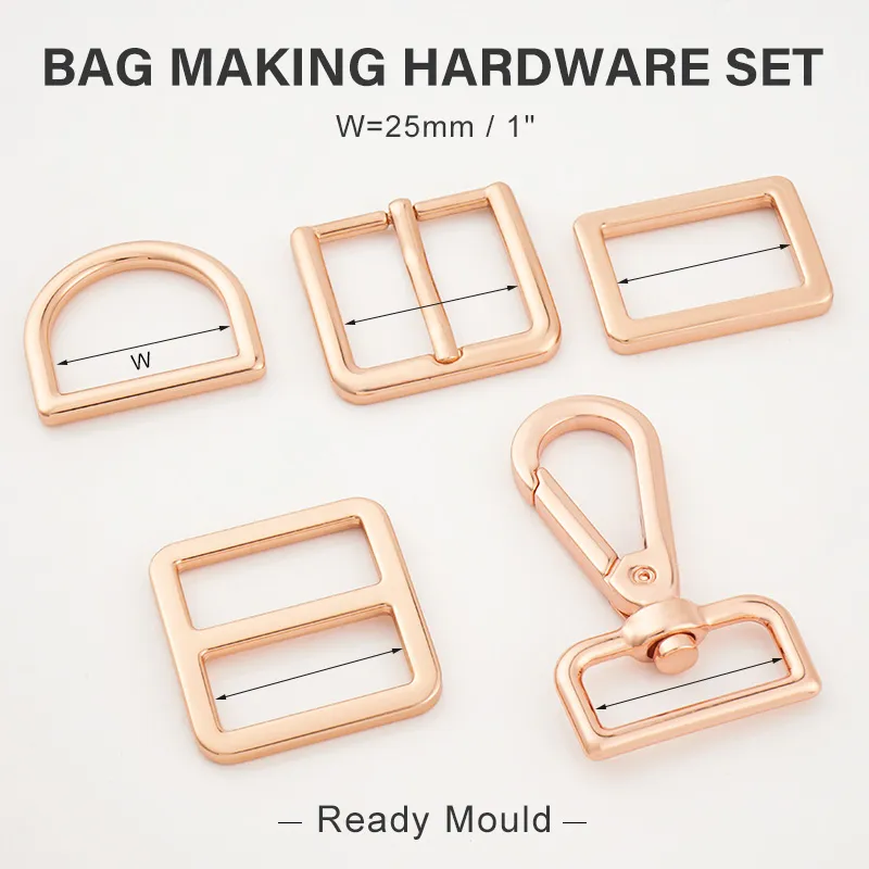 25mm bag making hardware set in rose gold for handbags