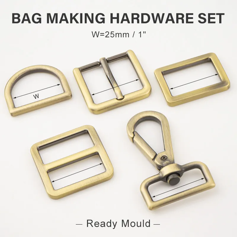 25mm brushed brass bag hardware hook and buckles