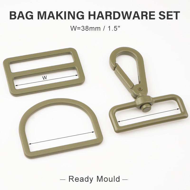 3.8cm bag making hardware set in army green finish