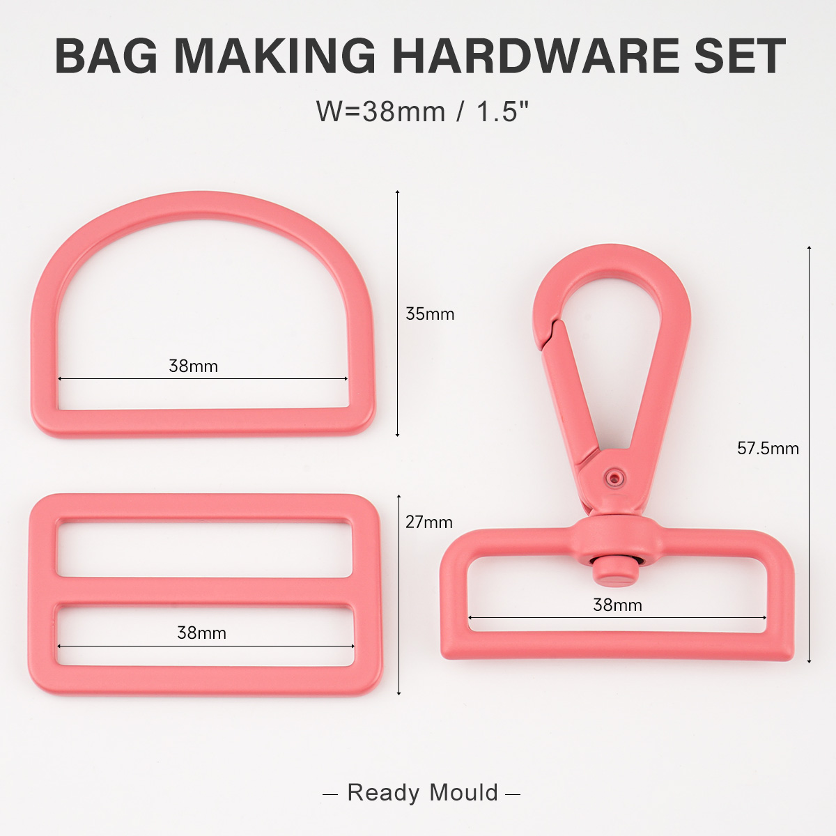 38mm coral pink swivel hook and buckle for bag making