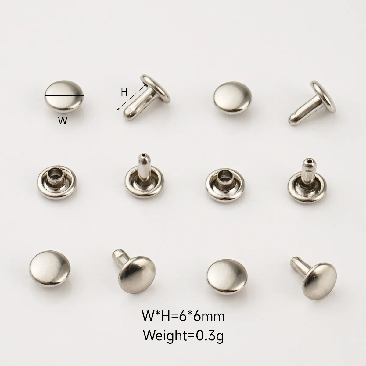 6mm metal brass rivet studs for handbags and backpacks
