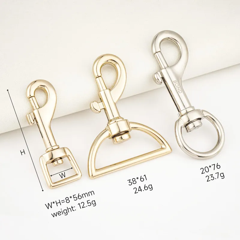 8mm 20mm 38mm metal bolt snap hook for bags