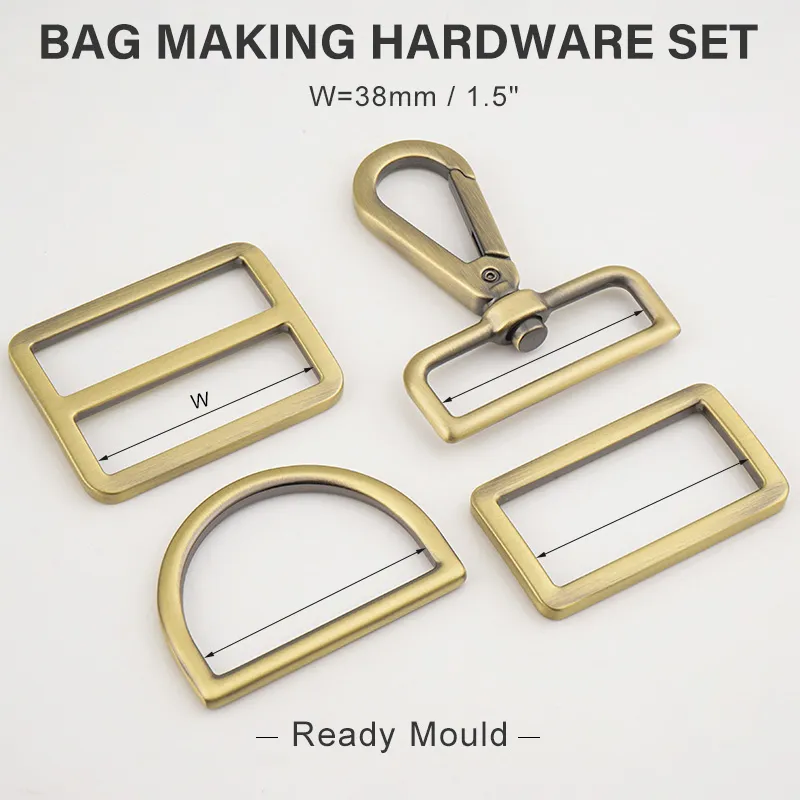 brushed brass 38mm buckles and hooks for bag making