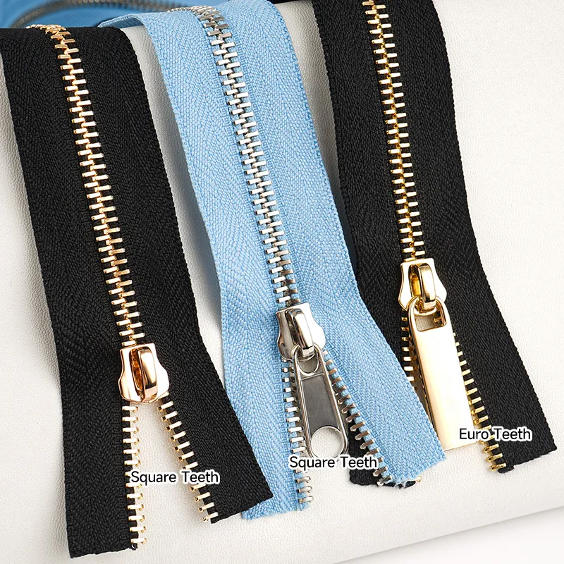 gold and silver 5# metal zip for handbags garment