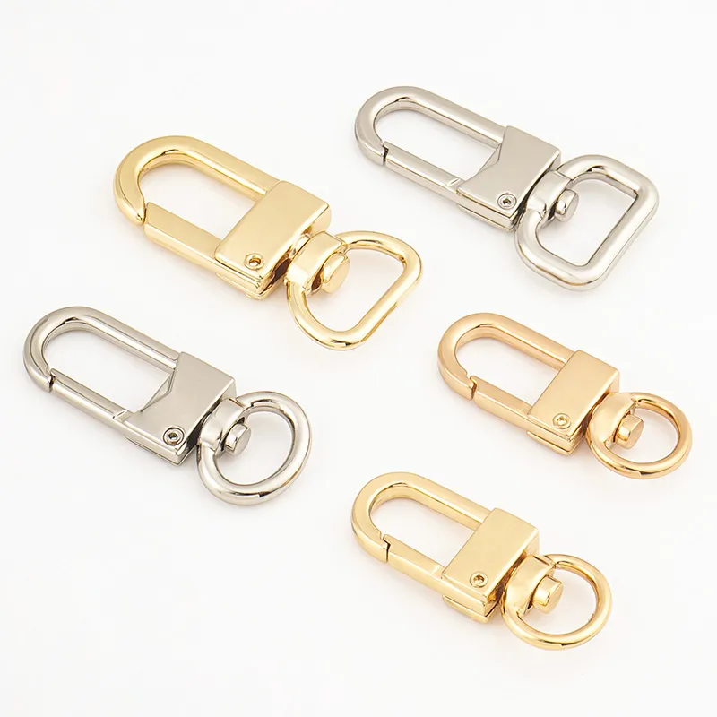 small size metal spring snap hook in gold and silver