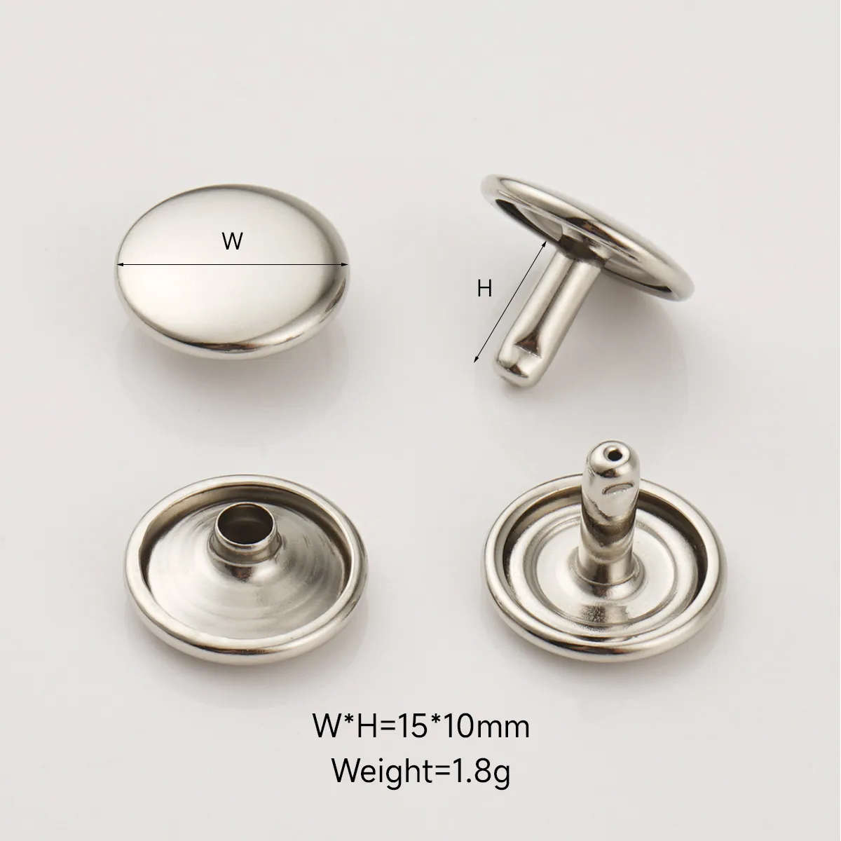 wholesale 15mm silver iron rivets for bags shoes and clothing