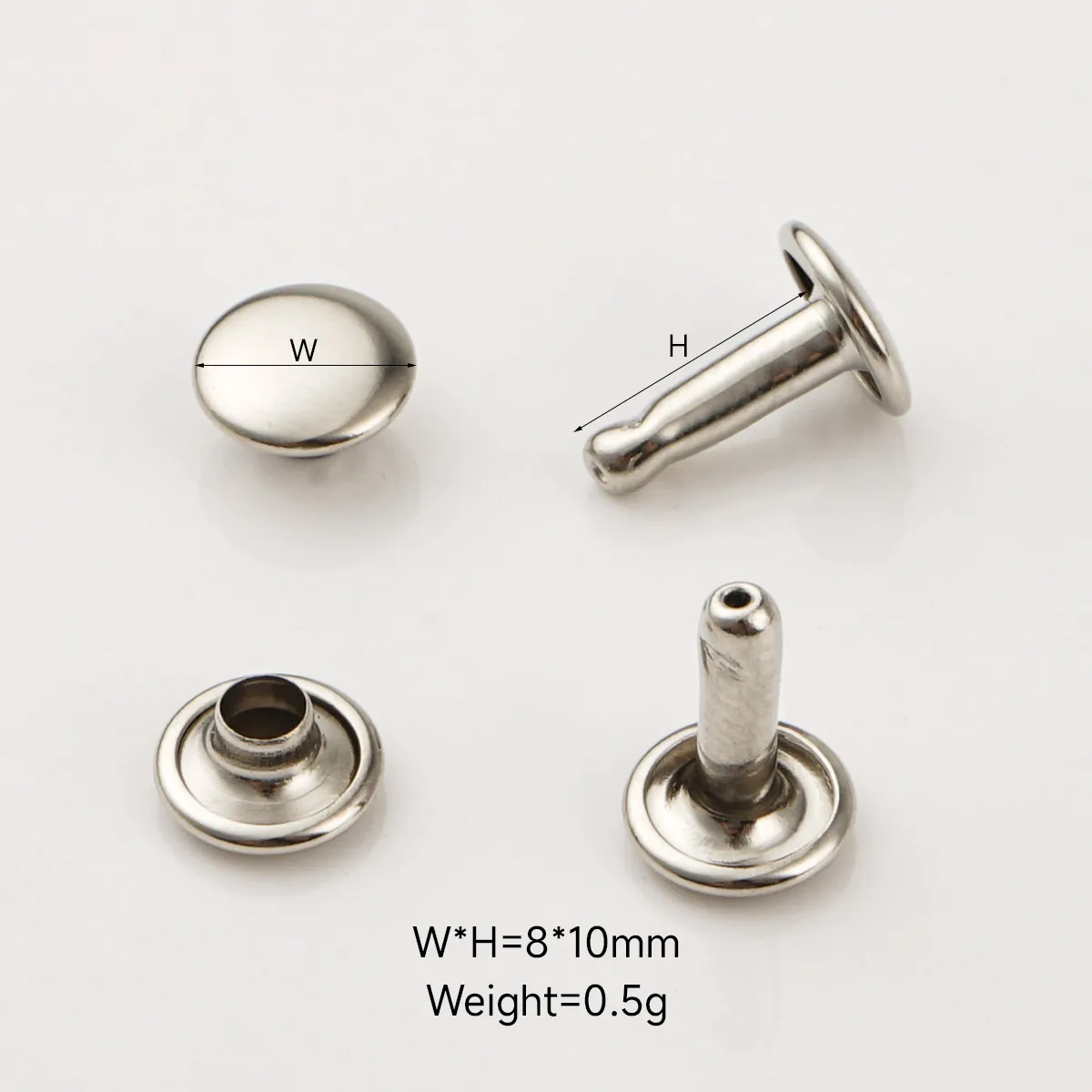 wholesale 8mm silver metal rivets for handbags and shoes