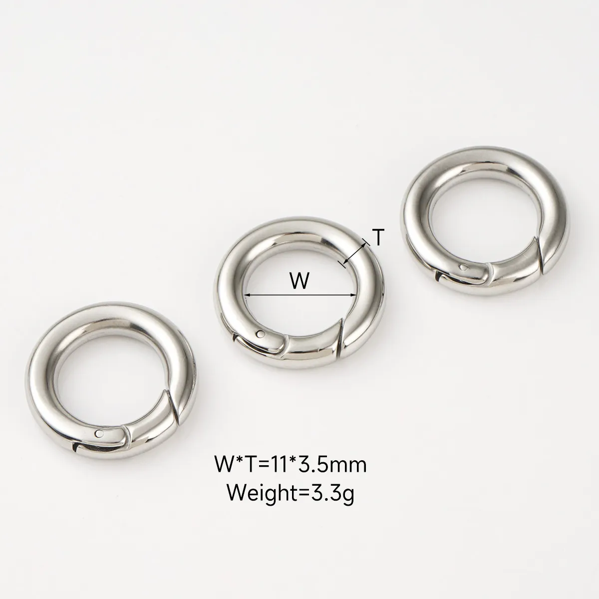 11mm silver stainless steel round clip for bags