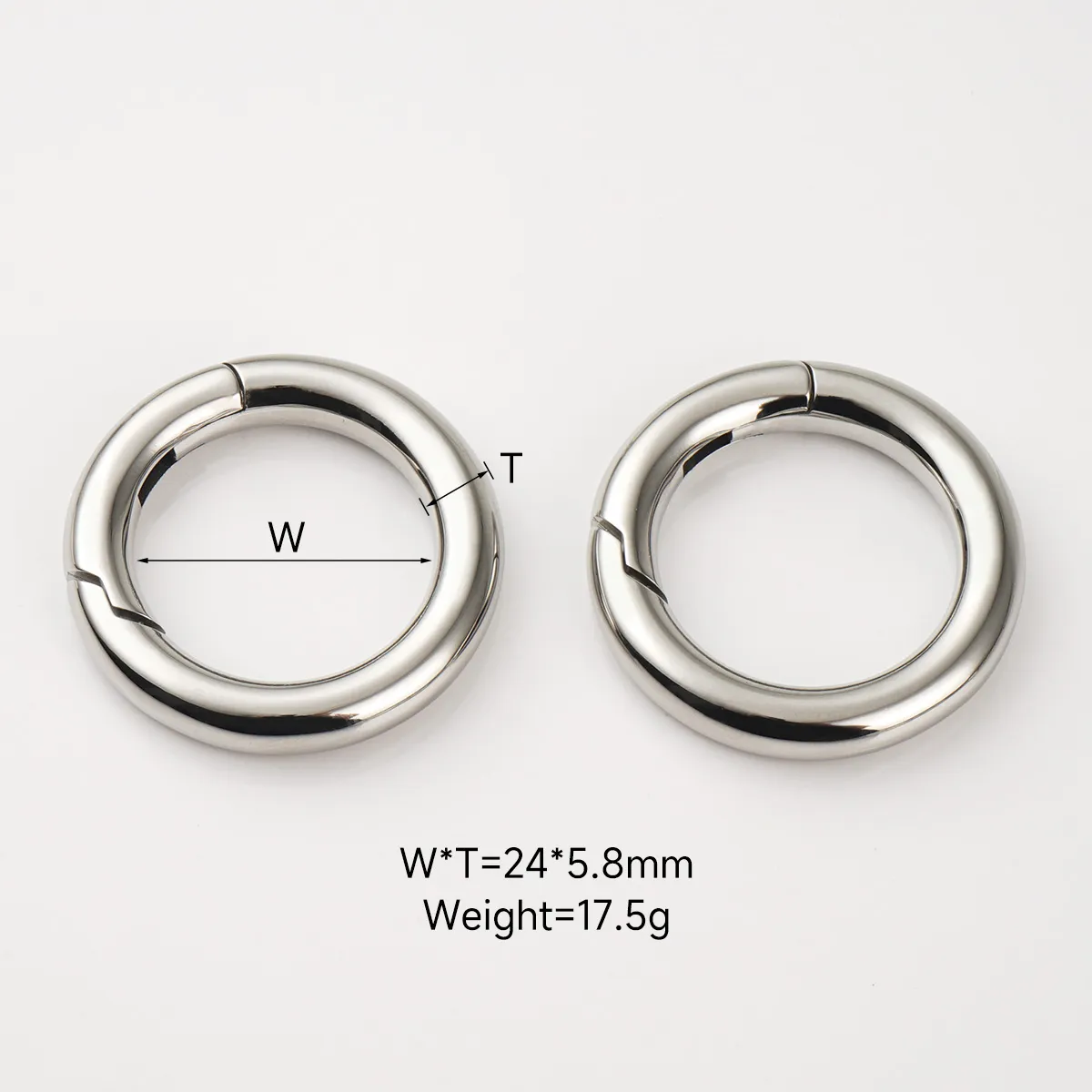 24mm silver stainless steel spring o ring clip for handbags