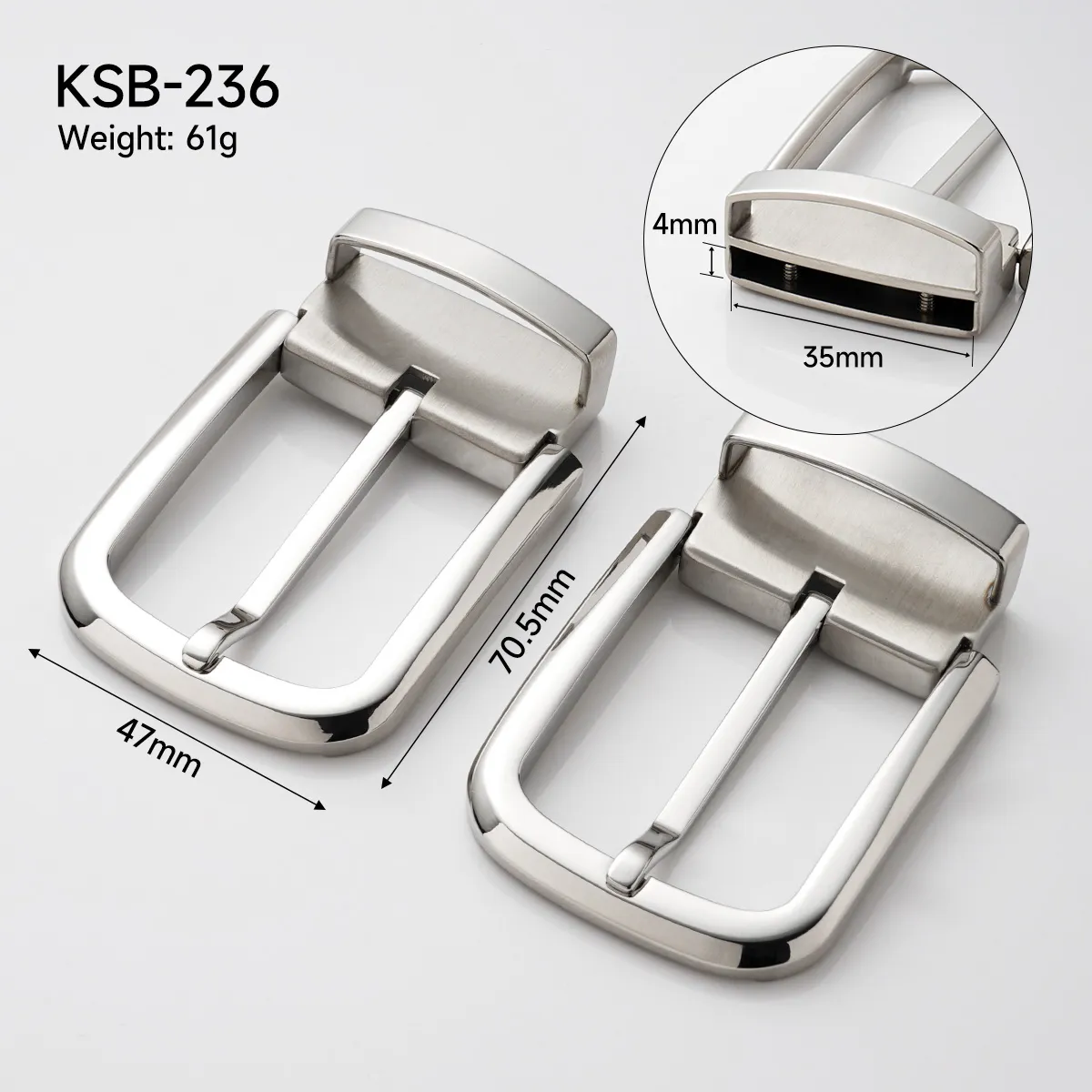 35mm silver stainless steel belt buckle for men belts
