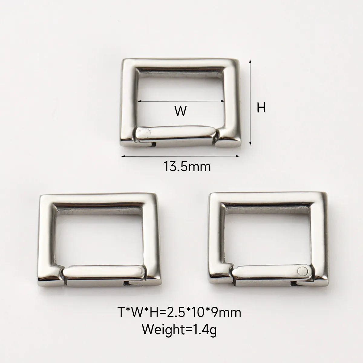 custom 10mm stainless steel spring rectangle buckles for bags