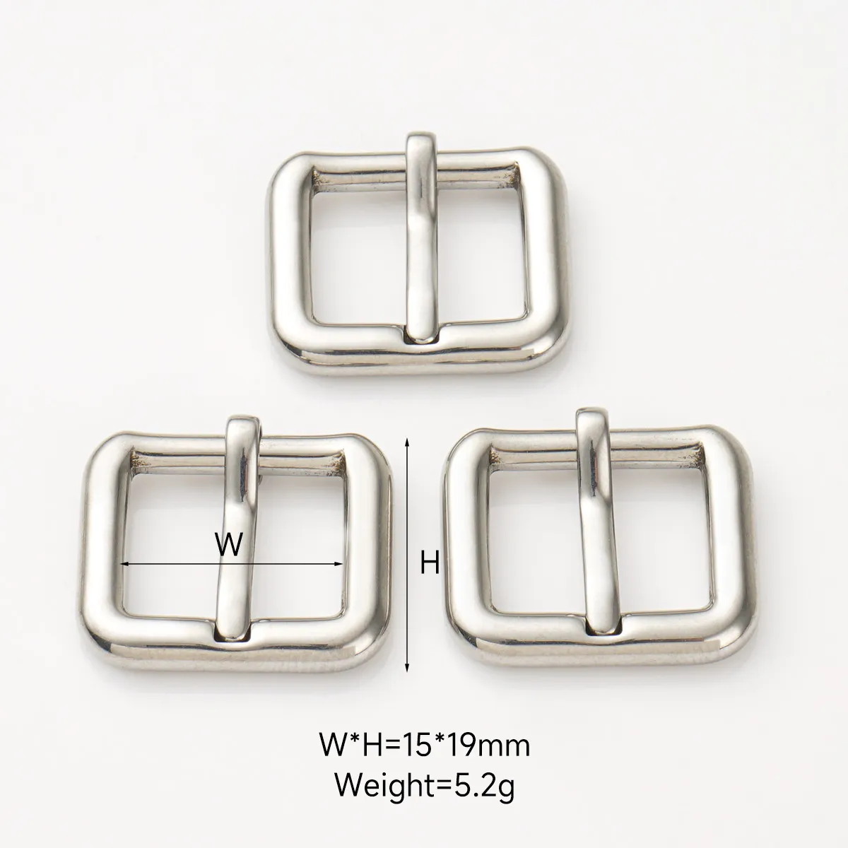 polished 15mm stainless steel pin buckle for handbag straps