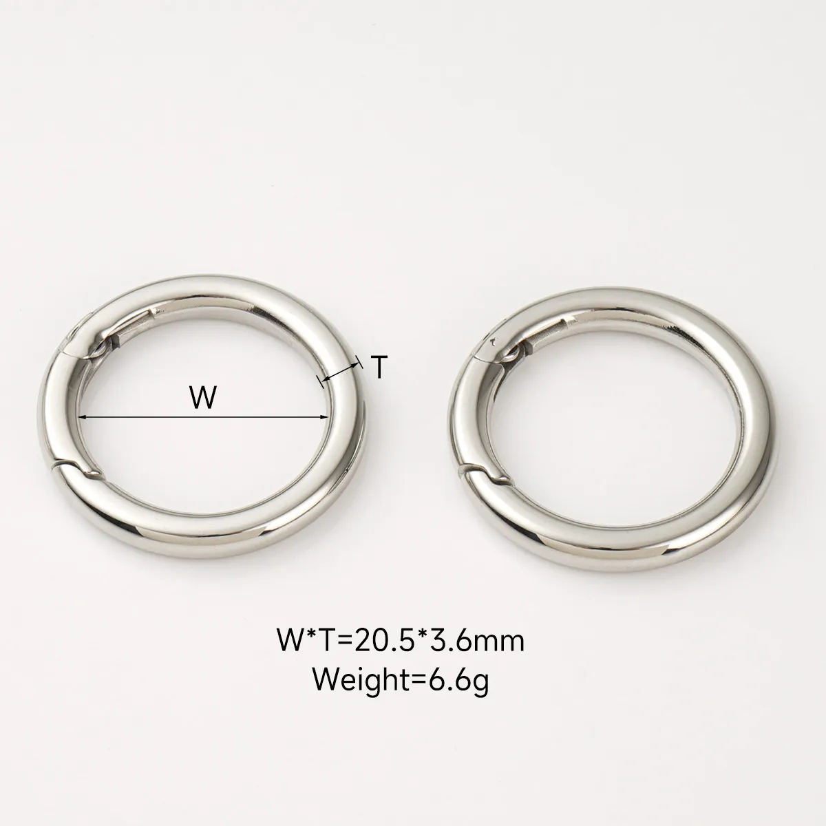 stainless steel 20mm round carabiner clip for purses