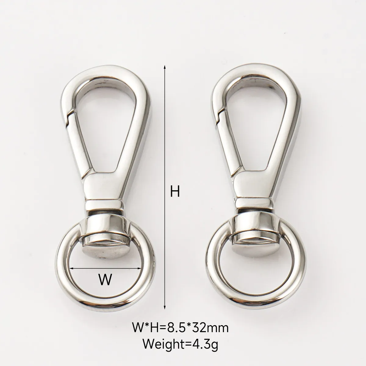 wholesale 8.5mm oxidation stainless steel swivel hooks for purses
